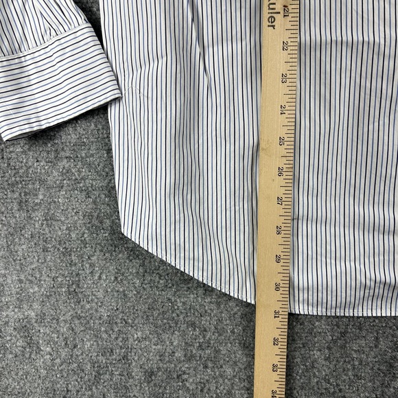 Polo Ralph Lauren Dress Shirt Mens 16 34/35 White Blue Stripe Custom Fit - Picture 7 of 8